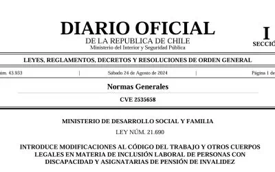 Es oficial: Publican nueva Ley de Inclusión Laboral que aumenta a 2% el porcentaje mínimo de las personas con discapacidad contratadas