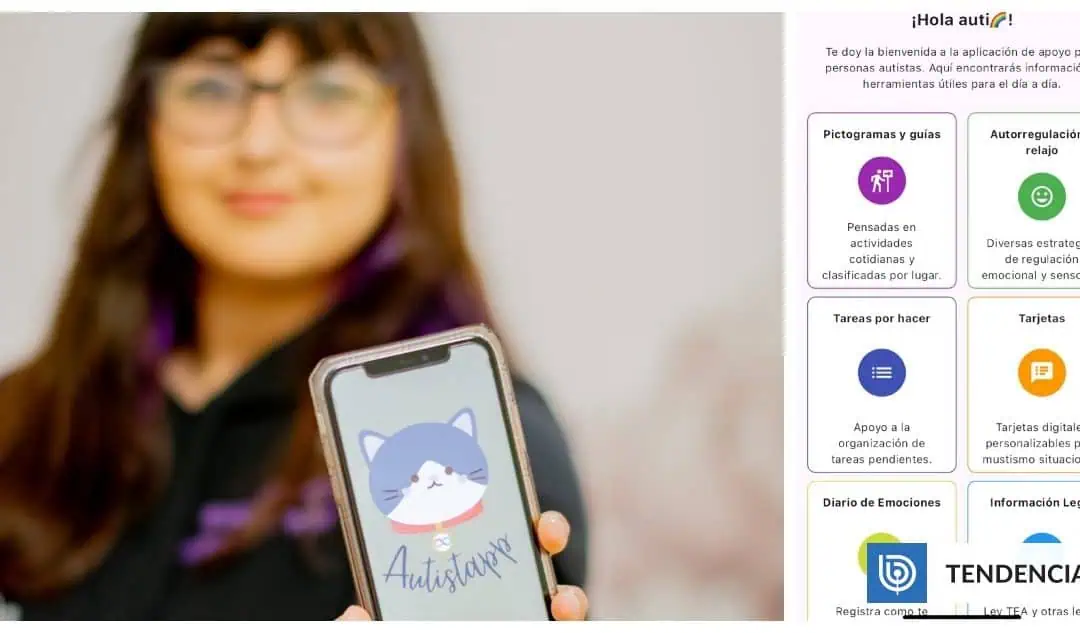 Foto de una persona mostrando un telefono donde dice Autistapp
