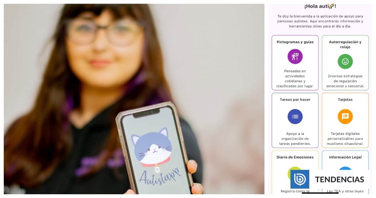Foto de una persona mostrando un telefono donde dice Autistapp