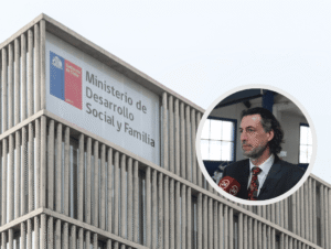 Foto del edificio corporativo del ministerio de desarrollo social y al lado una foto del nuevo director de senadis.