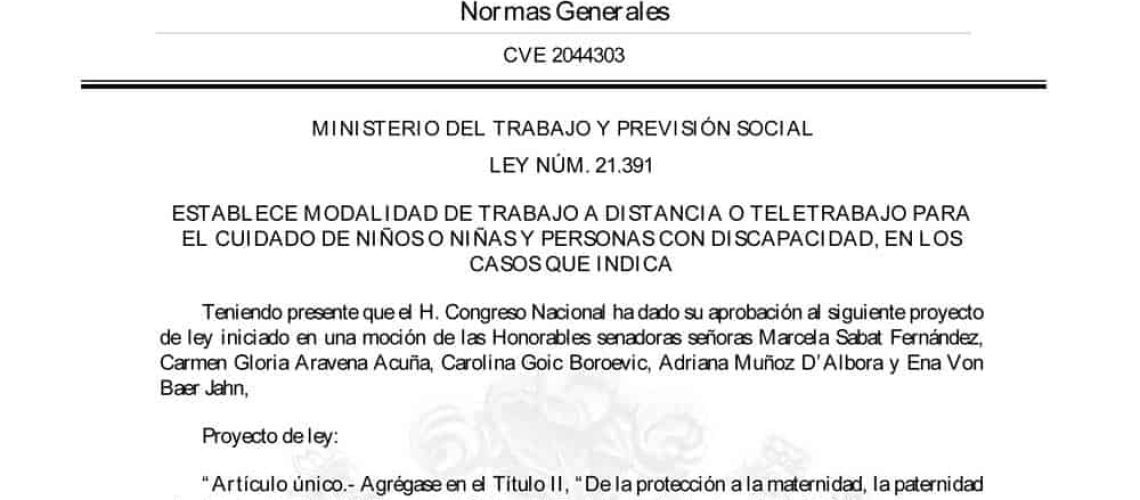 Captura de diario oficial de Chile
