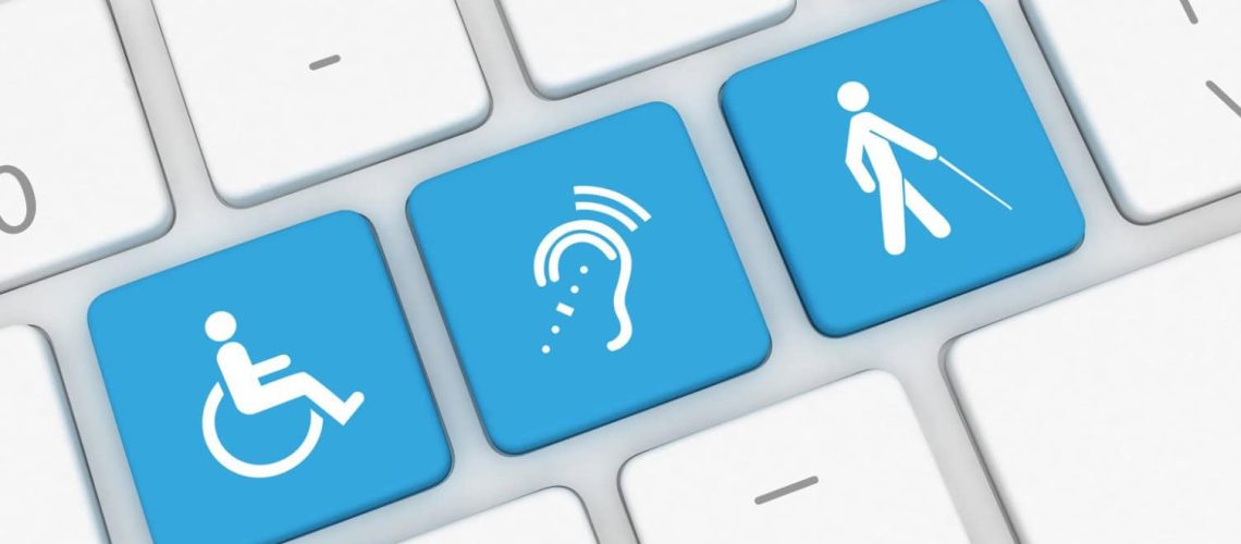 Teclado con botones donde aparecen íconos de accesibilidad