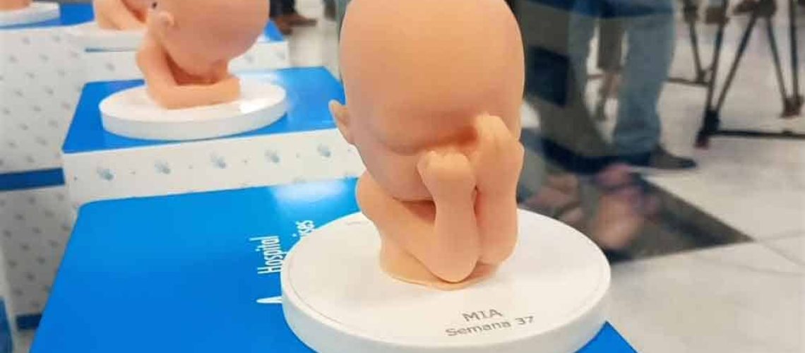 Figura o escultura del cuerpo de un bebé realizada a través de una ecografía 3D.